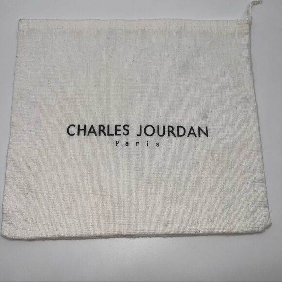 Charles Jourdan Paris White with Black Print Synthetic Drawstring Dust Bag - Picture 1 of 5